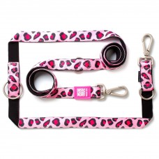 Max&Molly Multi-Leash Leopard Pink - odnímateľné vodítko pre psa, vzor ružové škvrny, 200 cm - L