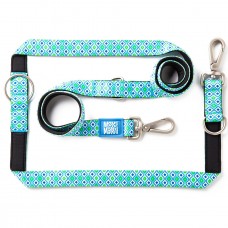 Max&Molly Multi-Leash Retro Blue - odnímateľné vodítko pre psa, zaujímavý vzor, 200cm - L
