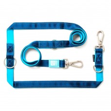 Max&Molly Multi-Leash Matrix Sky Blue - odnímateľné vodítko pre psa s reflexným prešívaním, 200 cm - L