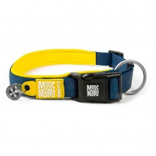 Max a Molly DOBRÚ! Smart ID Matrix Yellow Collar - obojok s inteligentnou visačkou pre psa, reflexné prešívanie - XS