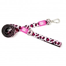 Max&Molly Short Leash Leopard Pink - farebné mestské vodítko pre psa, vzor ružový panter, 120 cm - S