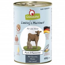 GranataPet Veal & Coney - bezobilné mokré krmivo pre psov, teľacie mäso a králiky - 400 g