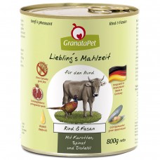 GranataPet Beef & Bažant - Bezobilné mokré krmivo pre psov, hovädzie mäso a bažant - 800 g