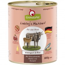 GranataPet Venison Ragout & Beef - bezobilné mokré krmivo pre psov, divinu a hovädzie mäso - 800 g