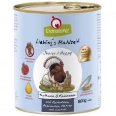 GranataPet Turkey & Coney Junior - bezobilné mokré krmivo pre šteňatá, morky a králiky - 6x 800g