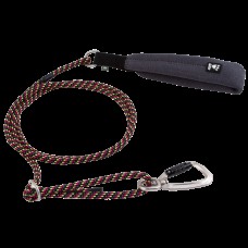 Hurtta Adjustable Rope Leash Eco Licorice - nastaviteľné lanové vodítko s mäkkou rukoväťou pre psov, čierne s neónovými vložkami - 6mm