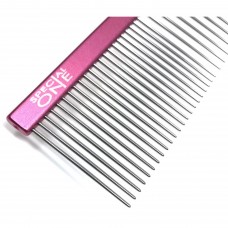 Special One Aluminium Big Comb 24,5 cm - hrebeň so zmiešanou vzdialenosťou zubov 80/20, veľký a svetlý - ružový