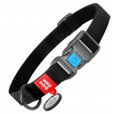 Waudog Waterproof Collar With QR Code Black - vodeodolný obojok pre psa, čierny s QR príveskom - S