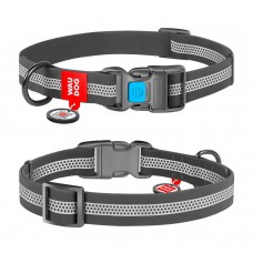 Waudog Waterproof Reflective Collar With QR Code Grey - vodeodolný obojok pre psa s QR tagom a reflexnou páskou - S
