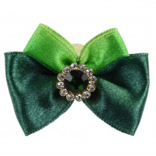 Blovi Bow Glamour saténová mašľa s ozdobným kameňom - Zelená