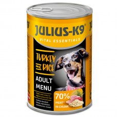 Julius-K9 Turkey & Rice 1240g - kompletné mokré krmivo pre psov, morka s ryžou