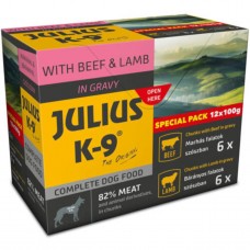 Julius-K9 Special Pack Lamb & Beef 12x100g - kompletné mokré krmivo pre psov, 6x jahňacie a 6x hovädzie mäso