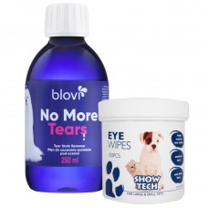 Blovi No More Tears 250ml + Očné obrúsky 100 ks. - súprava na odstránenie zafarbenia pod očami u psov a mačiek