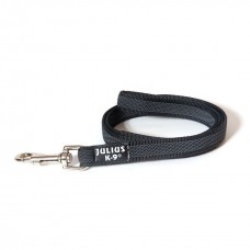Julius K9 Supergrip Color &amp;amp; Grey Training Leash Black - tréningové vodítko s rukoväťou, čierne, protišmykové - 120cm/14mm