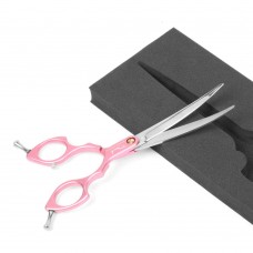 Shernbao Shark Curved Scissors 6,5" - ľahké, ohnuté nožnice na strihanie v kórejskom štýle, ružové