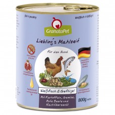 GranataPet Fish & Poultry - bezobilné mokré krmivo pre psov, ryby a hydinu - 6x 800g