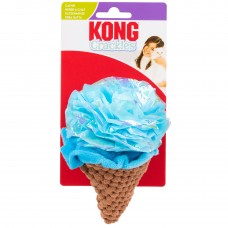 KONG Crackles Scoopz - szeleszcząca zabawka dla kota, z kocimiętką, rożek lodowy - Niebieski