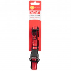 KONG Nylon Collar Red - obroża dla psa z odblaskowymi przeszyciami, czerwona - S