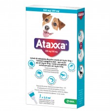Ataxxa 500mg/100mg - krople dla na pchły, kleszcze i komary dla psa o wadze 4-10kg