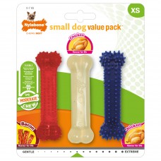 Nylabone Moderate Small Dog Value Pack XS - zestaw gryzaków dla małego psa, o smaku bekonu i kurczaka