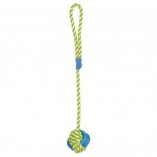 Flamingo Knotted Rope Ball 50cm - loptička s povrazom pre psov, modrá a žltá