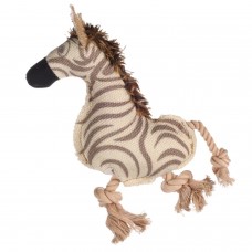 Flamingo Beige Zebra 23cm - zabawka dla psa, zebra z liną i piszczałką, beżowa