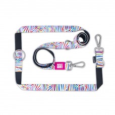 Max&Molly Multi-Leash Magic Zebra - odnímateľné vodítko pre psa, dúhový vzor zebry, 200 cm - XS