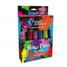 Groom Professional Creative Blow Pens 12 kusov - fixky na farbenie odevu zvieratiek (púpavy) + sada šablón