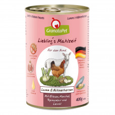 GranataPet Lamb & Chicken Hearts - bezobilné mokré krmivo pre psov - jahňacie a kuracie srdce - 400 g