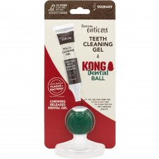 TropiClean Enticers KONG Dental Ball - zestaw: żel do czyszczenia zębów psa i piłeczka KONG - S