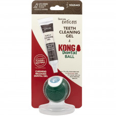 TropiClean Enticers KONG Dental Ball - zestaw: żel do czyszczenia zębów psa i piłeczka KONG - M