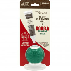 TropiClean Enticers KONG Dental Ball - zestaw: żel do czyszczenia zębów psa i piłeczka KONG - L