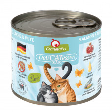 GranataPet DeliCatessen Losos & Turecko - bezobilné mokré krmivo pre mačky, lososy a morky - 200 g