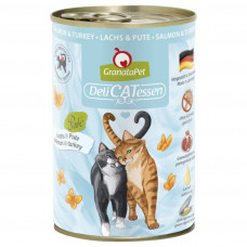 GranataPet DeliCatessen Losos & Turkey - bezobilné mokré krmivo pre mačky, lososy a morky - 6x 200g