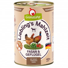 GranataPet Bažant & Poultry - bezobilné mokré krmivo pre psov, bažanty a hydinu - 12x 400g