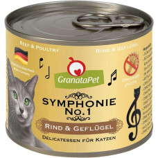 GranataPet Symphonie No.1 - wysokomięsna karma dla kota, wołowina i drób - 6x 200g