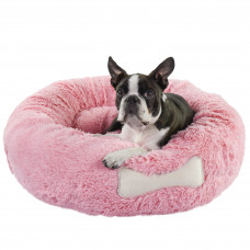 Blovi Bed Plush Donut Pink - mięciutkie, puszyste i antystresowe legowisko dla psa, pudrowy róż - rozmiar L
