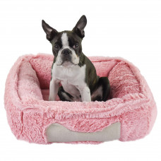 Biglo Fluffy Bone Pink - mäkký, nadýchaný a relaxačný pelech pre psa, púdrovo ružový - S