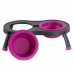 Dexas Double Elevated Feeder Small - misky pre psov na stojane, skladacie, malé - Fuchsia