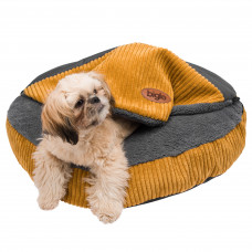 Biglo Bed Cleo Honey - sztruksowe legowisko dla psa z przykryciem, miodowo-szare - M