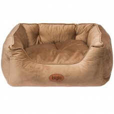 Biglo Bed Velur Love Lux Brown - velúrový pelech pre psov a mačky, s hnedým lemom - M