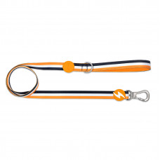 Dashi Stripes Orange & Black Leash 120cm - mestské páskové vodítko pre psov, pruhy - L