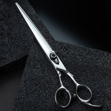 Jargem Strong Straight Scissors - solidne nożyczki groomerskie z długimi ostrzami i ozdobną czarną śrubą - 8,5