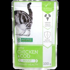Nature's Protection Adult Cat Chicken & Treska Urinary Health - vlhké krmivo pre mačky s kuracím mäsom a treskou, 100 g