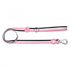 Dashi Stripes Pink & Black Leash 120cm - mestská stuha vodítko pre psa, popruhy - L