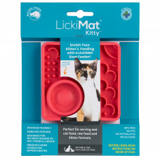 LickiMat Kitty - mała mata spowalniająca jedzenie dla kociąt i kotów dorosłych, z wbudowaną miseczką - Różowy