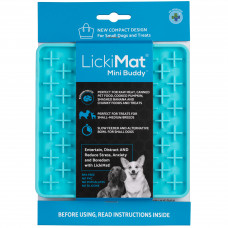 LickiMat Mini Classic Buddy - mata do wylizywania dla małego psa, miękka, wzór krzyżyk - Turkusowy