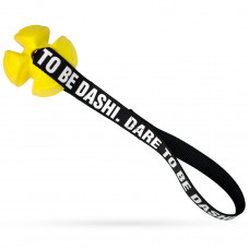 Dashi Yellow TPR loptička 8cm - pevný ťahák pre psov, s popruhovou rukoväťou