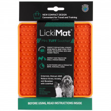 LickiMat Mini Tuff Soother - mata do wylizywania dla małego psa, twarda, wzór wypustki - Pomarańczowy