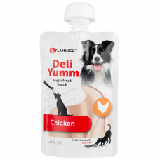 Flamingo Deli Yumm Pasta s kuracím mäsom 90g - pochúťka pre psov, krémová pasta s kuracou príchuťou Flamingo Deli Yumm Pasta s kuracím mäsom 90g - pochúťka pre psov, krémová pasta s kuracou príchuťou